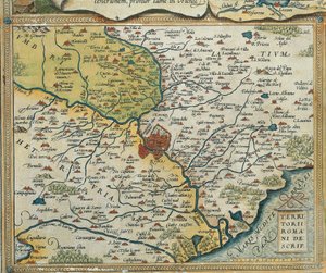 Karte der Region Latium, aus Theatrum Orbis Terrarum von Abraham Ortelius