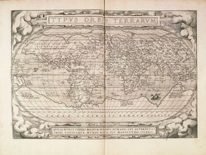 Planisphäre aus Theatrum Orbis Terrarum von Abraham Ortelius, gedruckt in Antwerpen von Abraham Ortelius