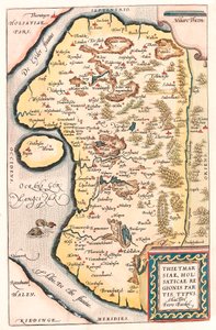 Thietmarsiae, Holsaticae regionis partes typus Geographische Karte von Norddeutschland mit der Stadt Kuden aus „Theatrum Orbis Terrarum“ von Abraham Ortelius von Abraham Ortelius