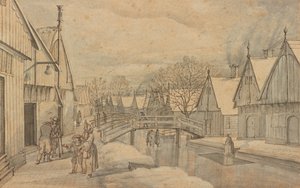 Eine Straße in Jisp an einem Wintertag von Abraham Rutgers