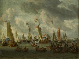 Das Spiegelgefecht auf dem IJ zu Ehren der Moskauer Gesandtschaft (1. September 1697) von Abraham Storck