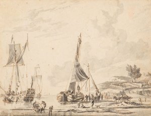 Holländische Schiffe an einer fernen Küste von Abraham Storck
