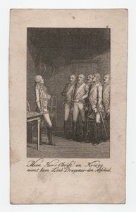 Mein Herr Obrist!, ca. 1795 (Gravur) von Abraham Wolfgang Küffner