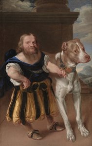 Der italienische Zwerg des Kurfürsten von Sachsen, Giachomo Favorchi, mit dem Hund von Prinzessin Magdalene Sibylle, Raro