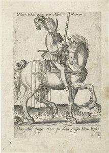 Junger deutscher Adliger Reiter, der Teil einer Entourage ist von Abraham de Bruyn