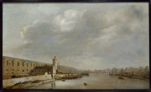 Die Grande Galerie des Louvre mit der Porte Neuve und dem Tour du Bois, um 1640 von Abraham de Verwer