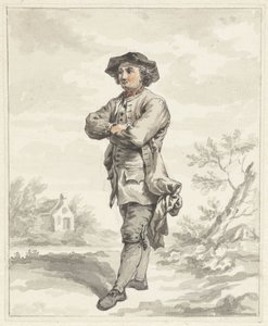 Stehender Mann, die Arme verschränkt, nach links von Abraham van Strij (I)