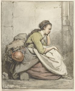 Sitzende Frau mit einem Kupferkessel von Abraham van Strij (I)