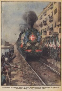 Begleitet von der bewegten Huldigung des Volkes reiste der Leichnam der ersten Königin Italiens