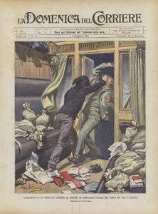Angriff auf einen Postangestellten im Zug zwischen Pisa und Livorno von Achille Beltrame