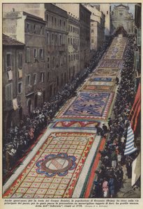 Auch in diesem Jahr, zum Fronleichnamsfest, hat die Bevölkerung von Genzano (Rom) auf der Straße ausgebreitet von Achille Beltrame