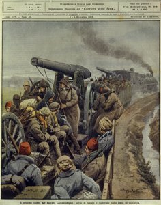 Balkankriege (1912-1913), letzter Versuch, Konstantinopel zu retten, Truppen und Güter zur Ciafalda-Linie zu schicken, 1. Dezember von Achille Beltrame