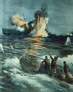 Britischer Kreuzer von italienischem MAS versenkt, 1. Juni von Achille Beltrame