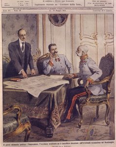 Titelillustration des Kaisers von Österreich, der über eine mögliche Besetzung Montenegros diskutiert von Achille Beltrame