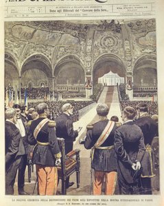 Titelillustration der feierlichen Zeremonie zur Preisverleihung bei der Weltausstellung 1900 in Paris, Frankreich