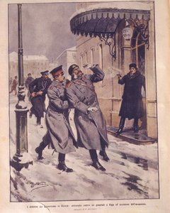 Titelbild von Terrorismus im Russischen Reich; Attentat auf das Leben des Generals und Tod des Angreifers in Riga von Achille Beltrame
