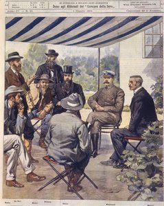 Titelillustration der Verhandlungen über den Friedensvertrag während der Anglo-Zulu- und Anglo-Burenkriege von 1850-1902 von Achille Beltrame