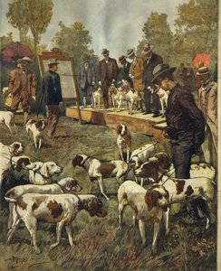 Hundeschau und Feldversuche von Jagdhunden in San Siro (Mailand) (Illustration)