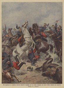 Zwei französische Kavalleriegeschwader im Galopp, aufgrund eines Fehlbefehls von Achille Beltrame