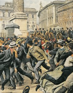 Generalstreik der Arbeiter in Rom, von Achille Beltrame, Illustration, Illustrator Achille Beltrame (1871-1945), aus La Domenica del Corriere