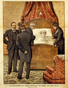 Giuseppe Verdi im Sterben, Illustration von Achille Beltrame. Italien, 20. Jahrhundert. von Achille Beltrame