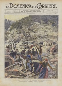 Die Katastrophen der Wolkenbrüche im Ossolatal, der Erdrutsch von Cuzzego von Achille Beltrame