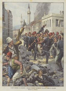 Die schweren Unruhen in Saloniki, die Bulgaren verbreiten Terror durch das Werfen von Dynamitbomben von Achille Beltrame