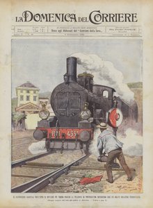 Der Streckenwärter Garella lenkt einen Zug bei der Station Pontedecimo ab und verhindert... von Achille Beltrame