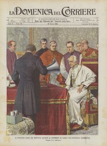 Papst Leo XIII. spricht vor dem Phonographen die Worte des apostolischen Segens