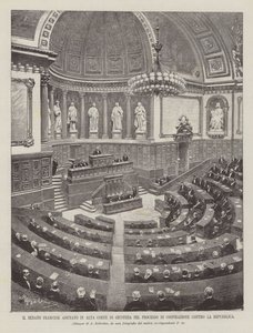 Der französische Senat versammelt sich als Oberster Gerichtshof für den Verschwörungsprozess gegen die Republik von Achille Beltrame