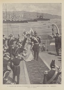 Die Reise Der Monarchen Nach Sardinien, Der Empfang An Bord Der Brennus von Achille Beltrame
