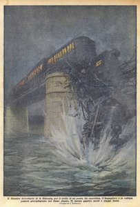 Das Eisenbahnunglück von S. Eufemia, durch den Einsturz einer Brücke von Achille Beltrame