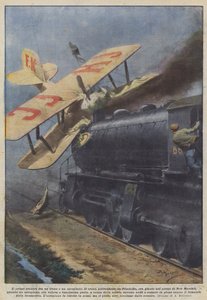 Der erste Zusammenstoß zwischen einem Zug und einem Flugzeug von Achille Beltrame