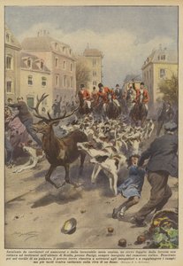 Von Jägern und Amazonen und dem unerbittlichen Hundemeute verfolgt, ein Hirsch entkommen von? von Achille Beltrame