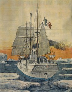 Reise zum Nordpol: Polarstern-Schiff, das Prinz Luigi Amedeo von Savoyen-Aosta, Herzog von den Abruzzen, zur Teplitzbucht auf der Rudolf-Insel brachte von Achille Beltrame