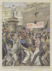 Die Ankündigung des Abschlusses des Anglo-Buren-Friedens im Mansion-House in London am Nachmittag des 1. Corr