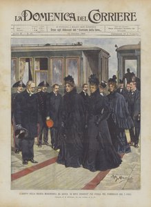 Die Ankunft der Königin Margherita in Arona, von wo sie am Nachmittag des 2. dieses Monats nach Stresa weiterreiste von Achille Beltrame