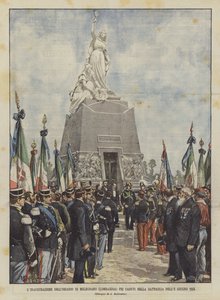 Die Einweihung des Beinhauses von Melegnano (Lombardei) für die Gefallenen der Schlacht vom 8. Juni 1859 von Achille Beltrame