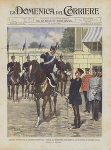 Der letzte Brief von König Umberto, überreicht in Kassel an Kaiser Wilhelm von einer Abordnung der Lancieri Novara von Achille Beltrame