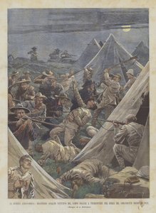 Der Anglo-Buren-Krieg, desaströser nächtlicher Angriff auf das englische Lager in Tweefontein durch von Achille Beltrame