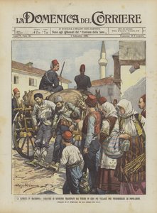 Der Aufstand in Mazedonien, Leichen von Aufständischen werden von den Türken durch die Dörfer geschleppt von Achille Beltrame