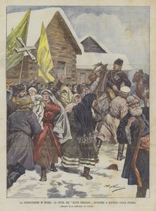 Der Aberglaube in Russland, die Sekte der Neuen Christen wird von der Polizei angegriffen und zerstreut von Achille Beltrame