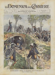Die jüngsten Feldmanöver, ein charakteristischer Angriff von Radfahr-Bersaglieri