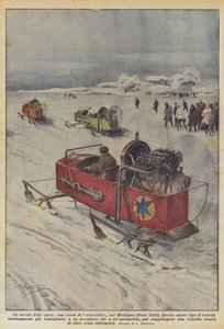 Die Neuheiten des Sports, ein Aero-Schlittenrennen in Michigan (USA) von Achille Beltrame