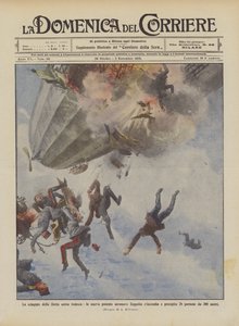 Die Unglücke der deutschen Luftflotte, das neue mächtige Zeppelin-Luftschiff fängt Feuer und stürzt ab von Achille Beltrame