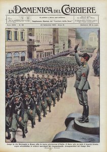 Auf der Via Nazionale in Rom marschiert die neue Jugend Italiens