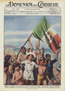 Tausende von Jungen, die Blüte des italienischen Volkes, gesammelt von den Hilfswerken im ganzen Land