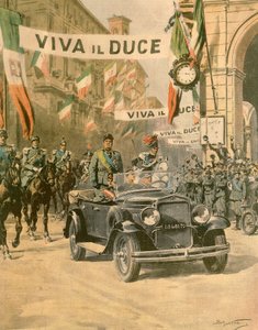 Mussolinis triumphale Ankunft in Turin von Achille Beltrame