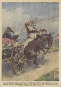 Bei Stendal in Deutschland wurde ein Bauer, der einen von zwei Pferden gezogenen Wagen lenkte...