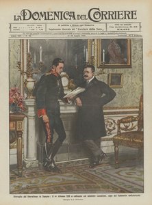 Erwachen des Liberalismus in Spanien, König Alfons XIII. im Gespräch mit Minister Canalejas von Achille Beltrame